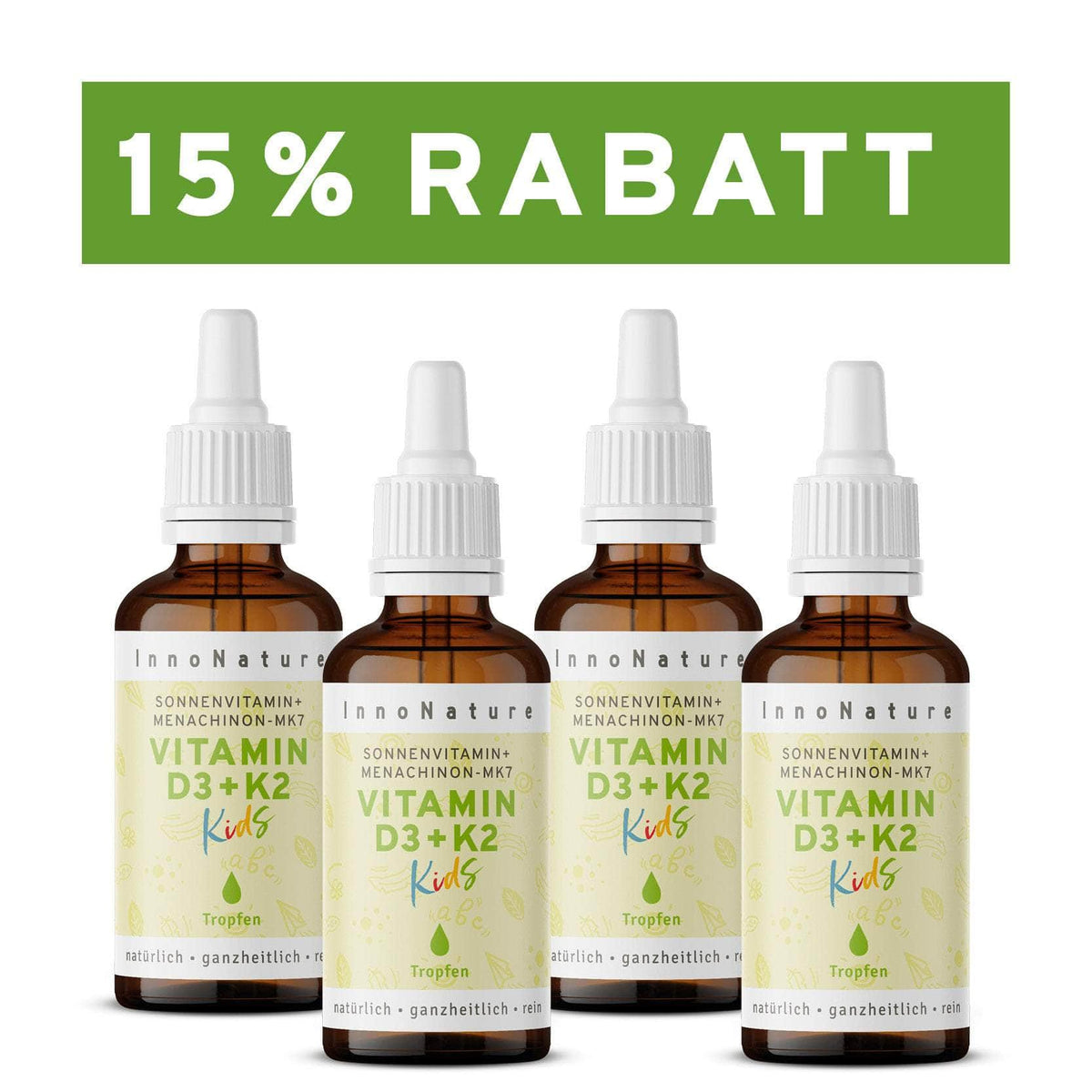 InnoNature Tropfen 4x10ml Vitamin D3 + K2 Kids Tropfen