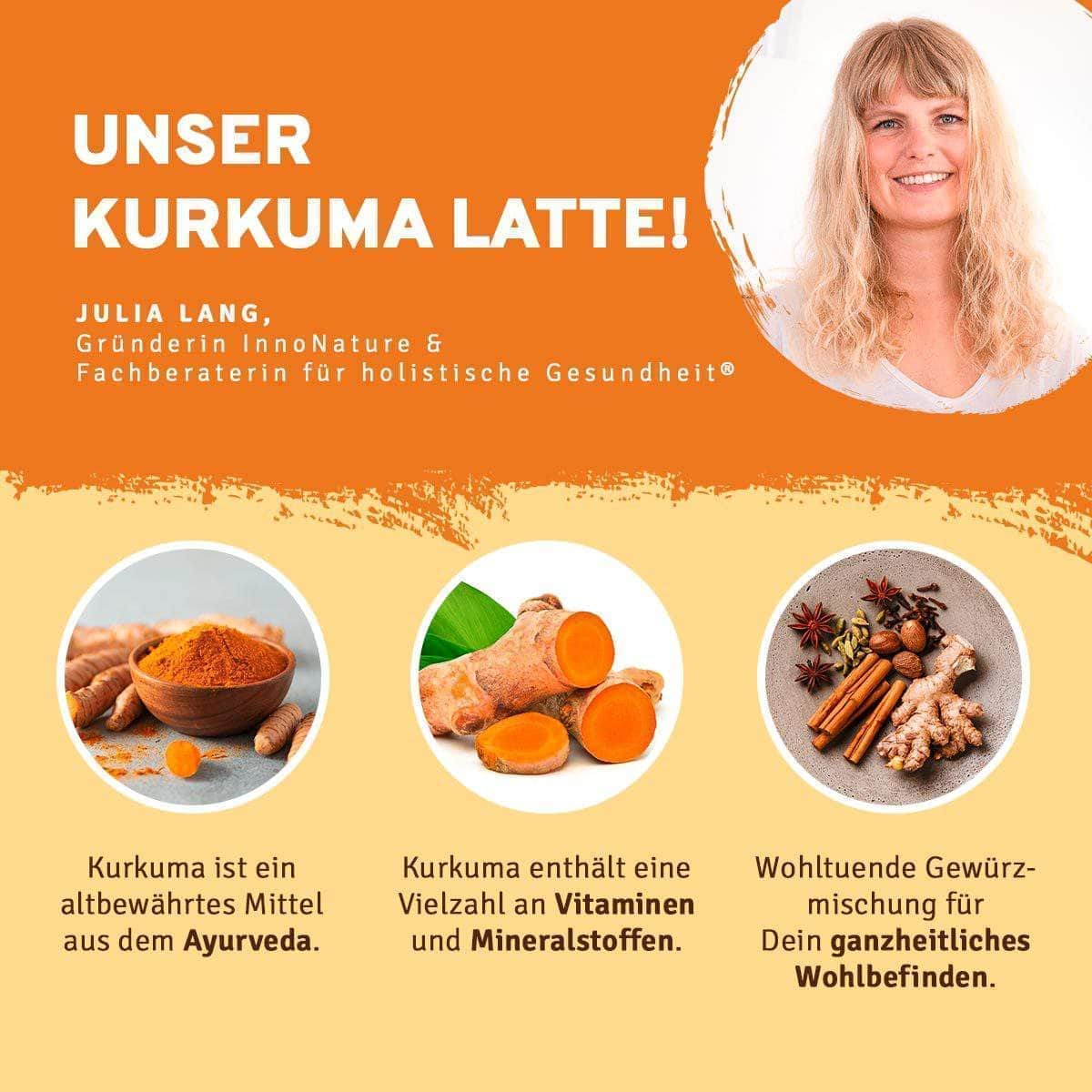 InnoNature 1x Bio Kurkuma Latte, 1x Bio Matcha Vanille Latte, 1x Bio Schoko Hanf Latte Latte-Love-Paket