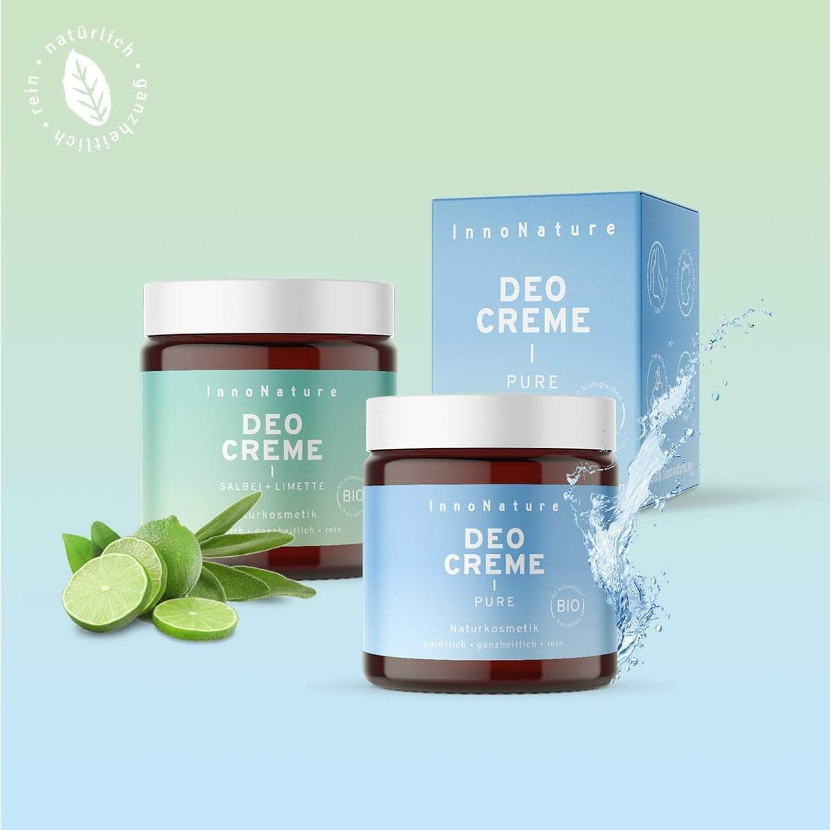 InnoNature Creme 1x Vorrat (1x Deocreme Pure, 1x Deocreme Salbei-Limette) Vorteilspaket natürliche Deocreme