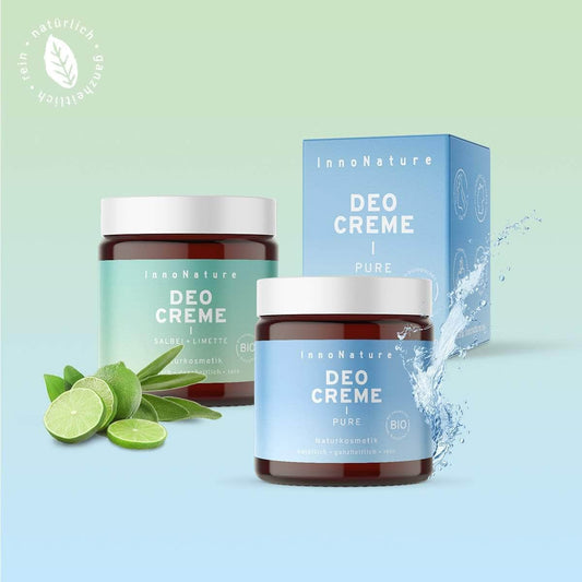InnoNature Creme 1x Vorrat (1x Deocreme Pure, 1x Deocreme Salbei-Limette) Vorteilspaket natürliche Deocreme