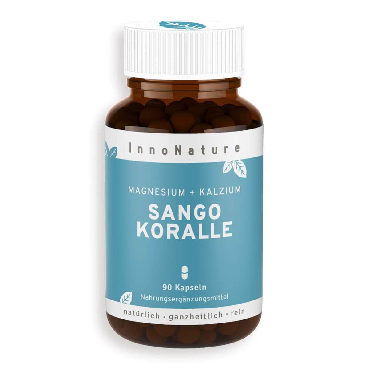 InnoNature Kapseln 1x Monatsvorrat (90 Kapseln) Magnesium + Kalzium: Sango Meereskoralle Kapseln
