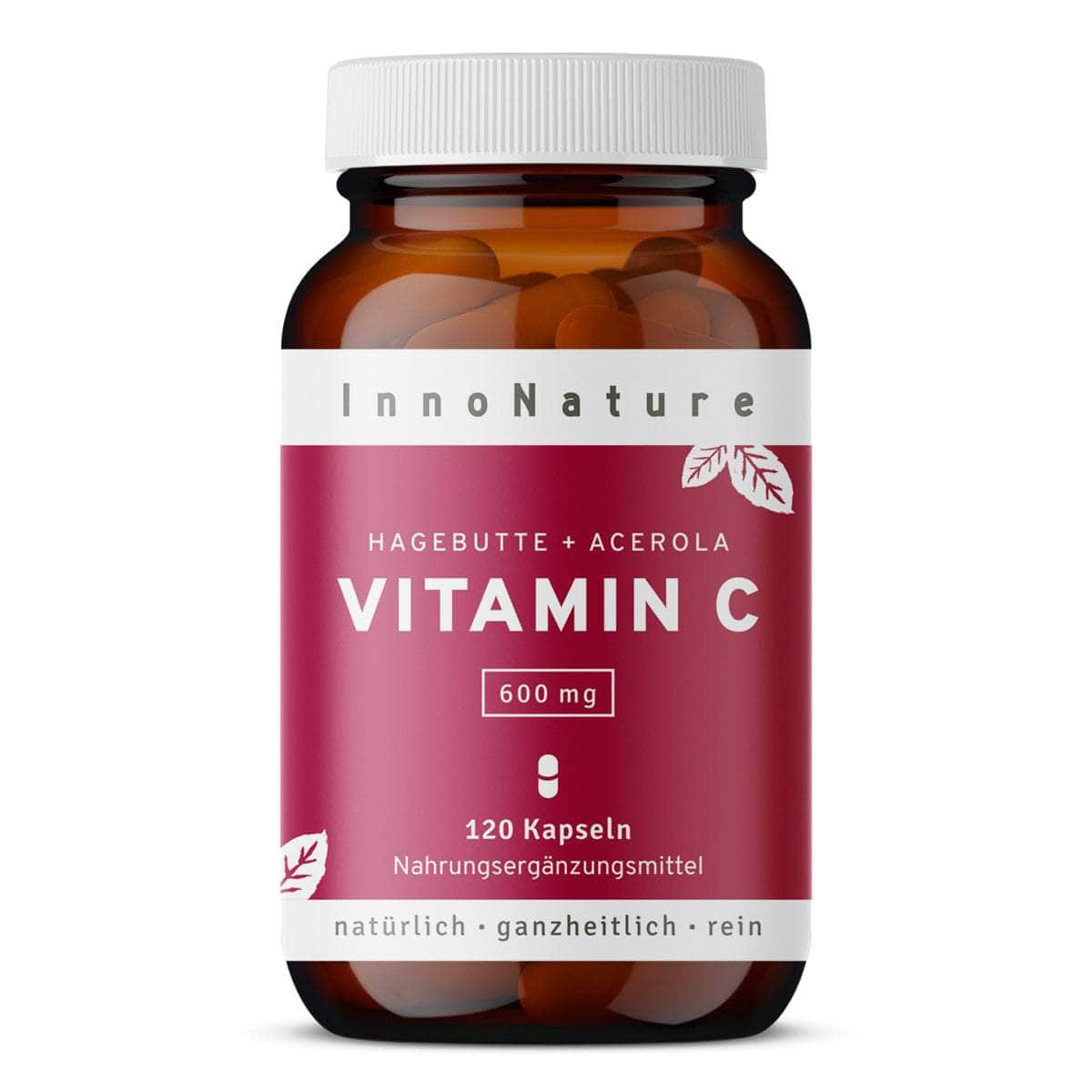 InnoNature Kapseln 1x Zweimonatsvorrat (120 Kapseln) Vitamin C Kapseln