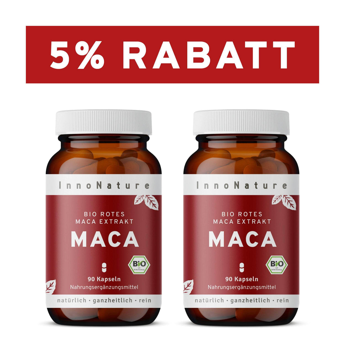 InnoNature Kapseln 2 x 90 Kapseln Bio Rotes Maca Extrakt Kapseln