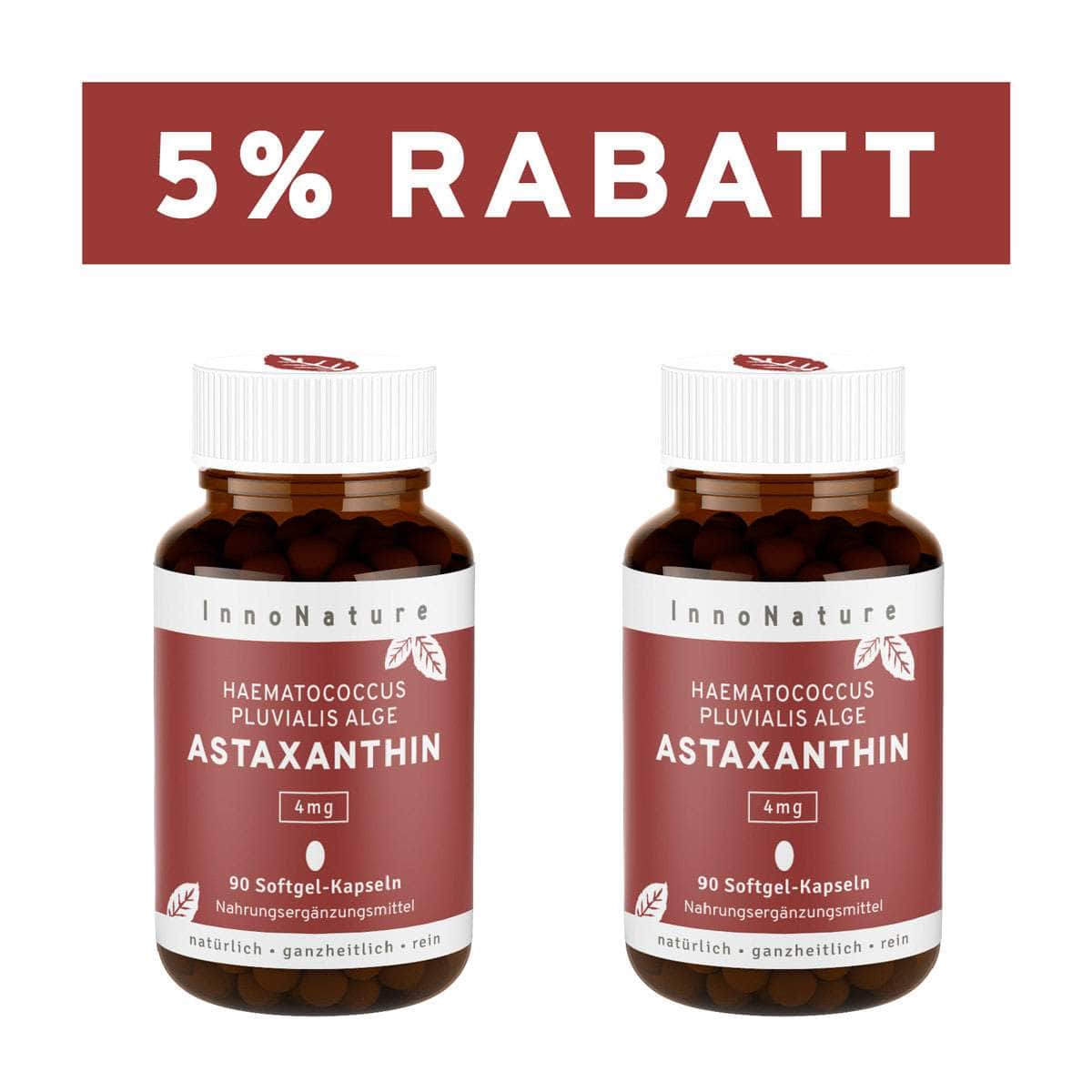 InnoNature Kapseln 2 x Dreimonatsvorrat (180 Softgel-Kapseln) Astaxanthin Kapseln
