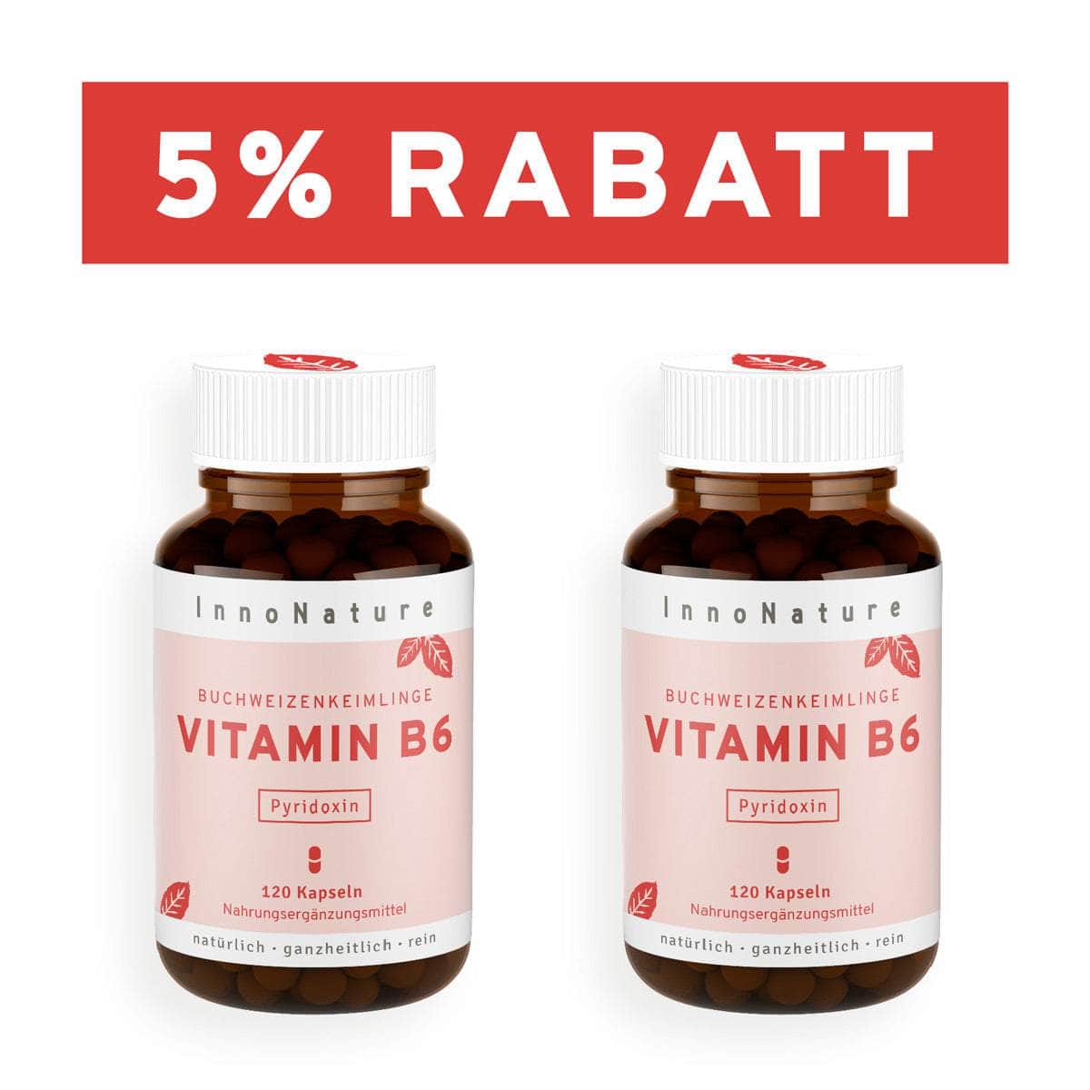 InnoNature Kapseln 2x 120 Kapseln Vitamin B6 Kapseln: Buchweizen Keimlinge