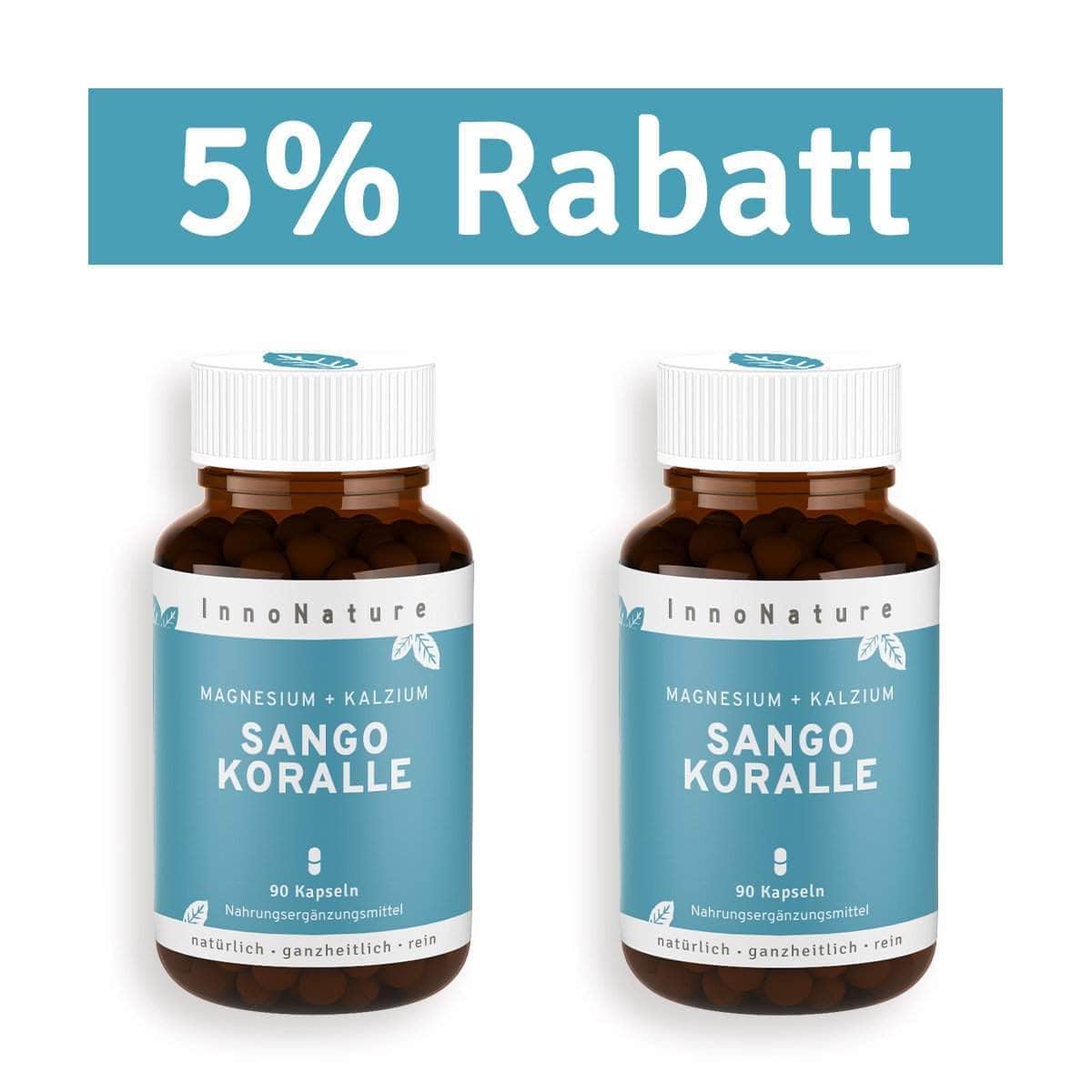 InnoNature Kapseln 2x Monatsvorrat (2x90 Kapseln) Magnesium + Kalzium: Sango Meereskoralle Kapseln
