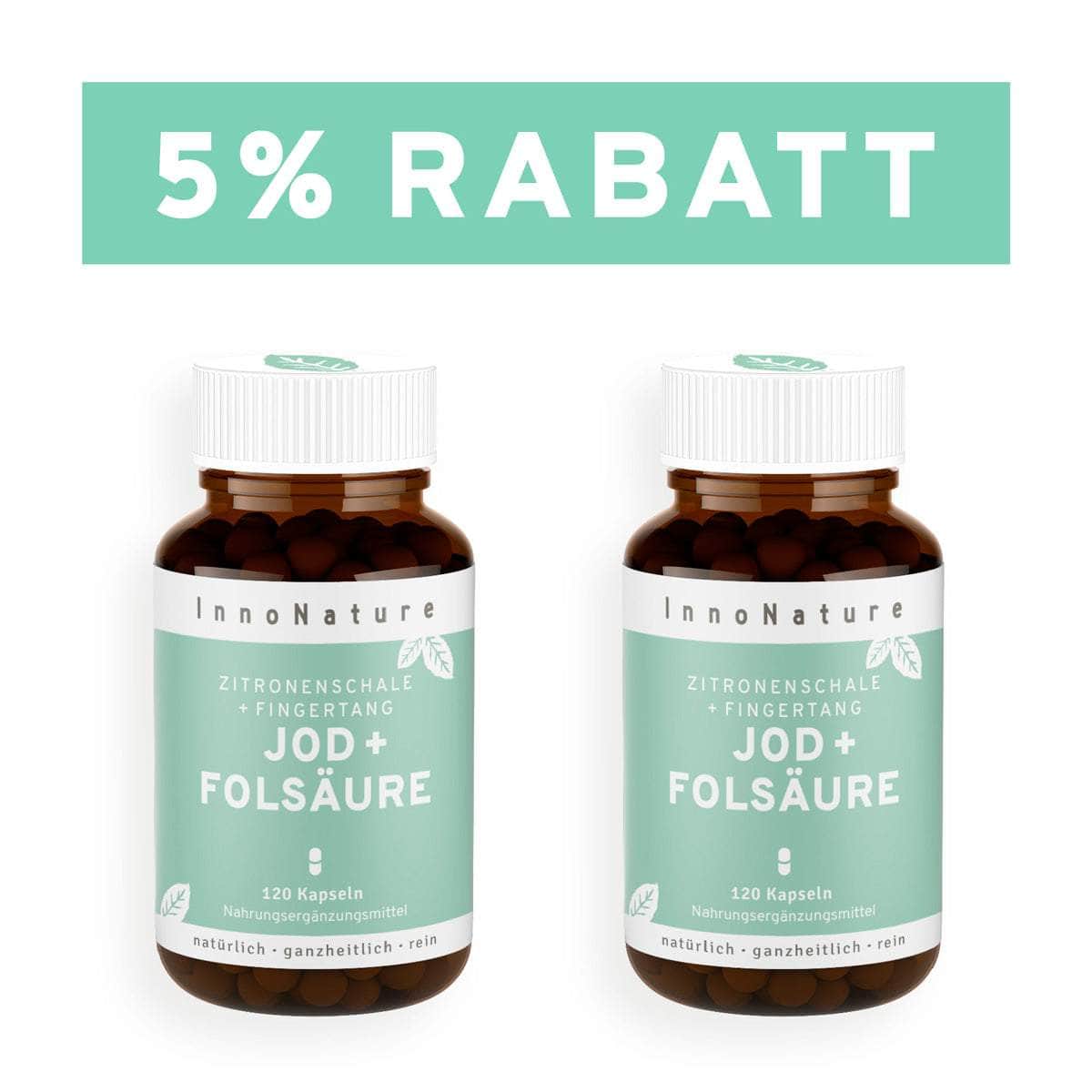 InnoNature Kapseln 2x Viermonatsvorrat (2x120 Kapseln) Kelp + Spinat: Natürliche Jod + Folsäure Kapseln