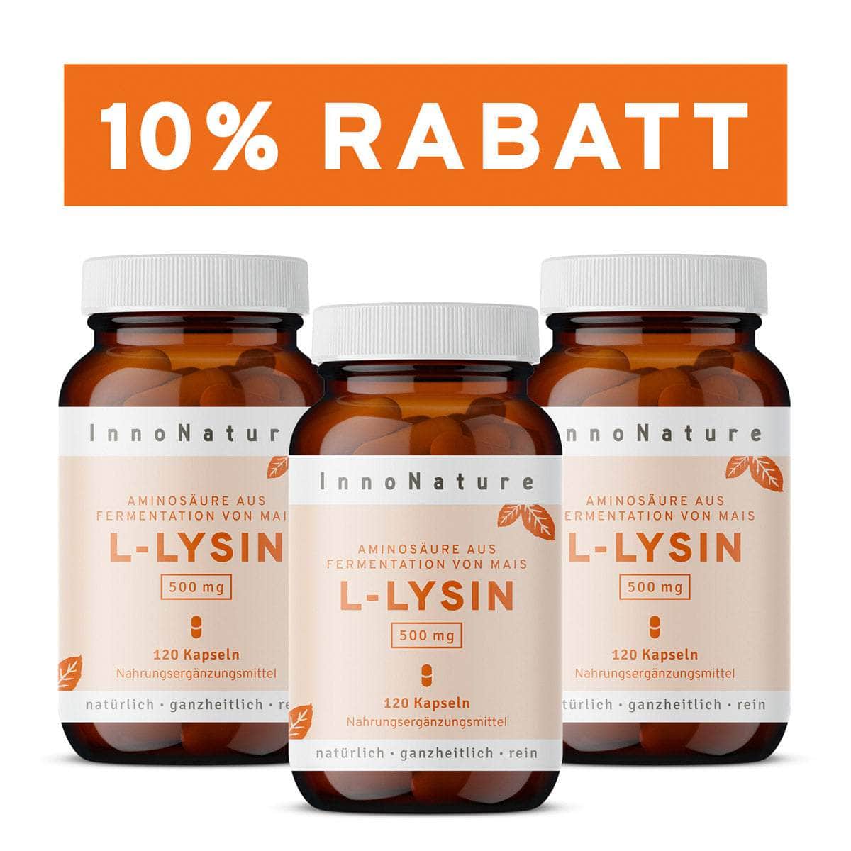 InnoNature Kapseln 3x 120 Kapseln (360 Kapseln) L-Lysin Kapseln