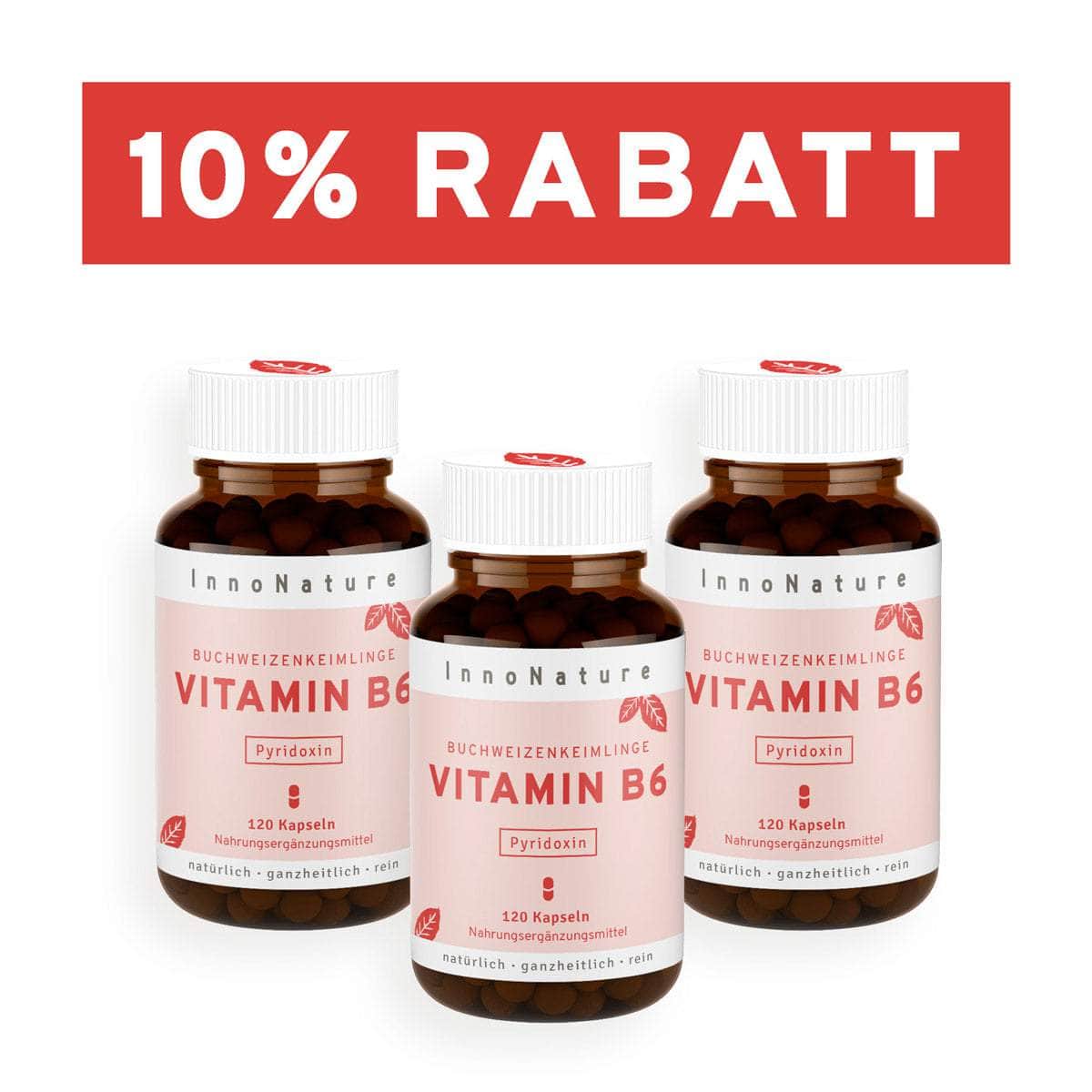 InnoNature Kapseln 3x 120 Kapseln Vitamin B6 Kapseln: Buchweizen Keimlinge