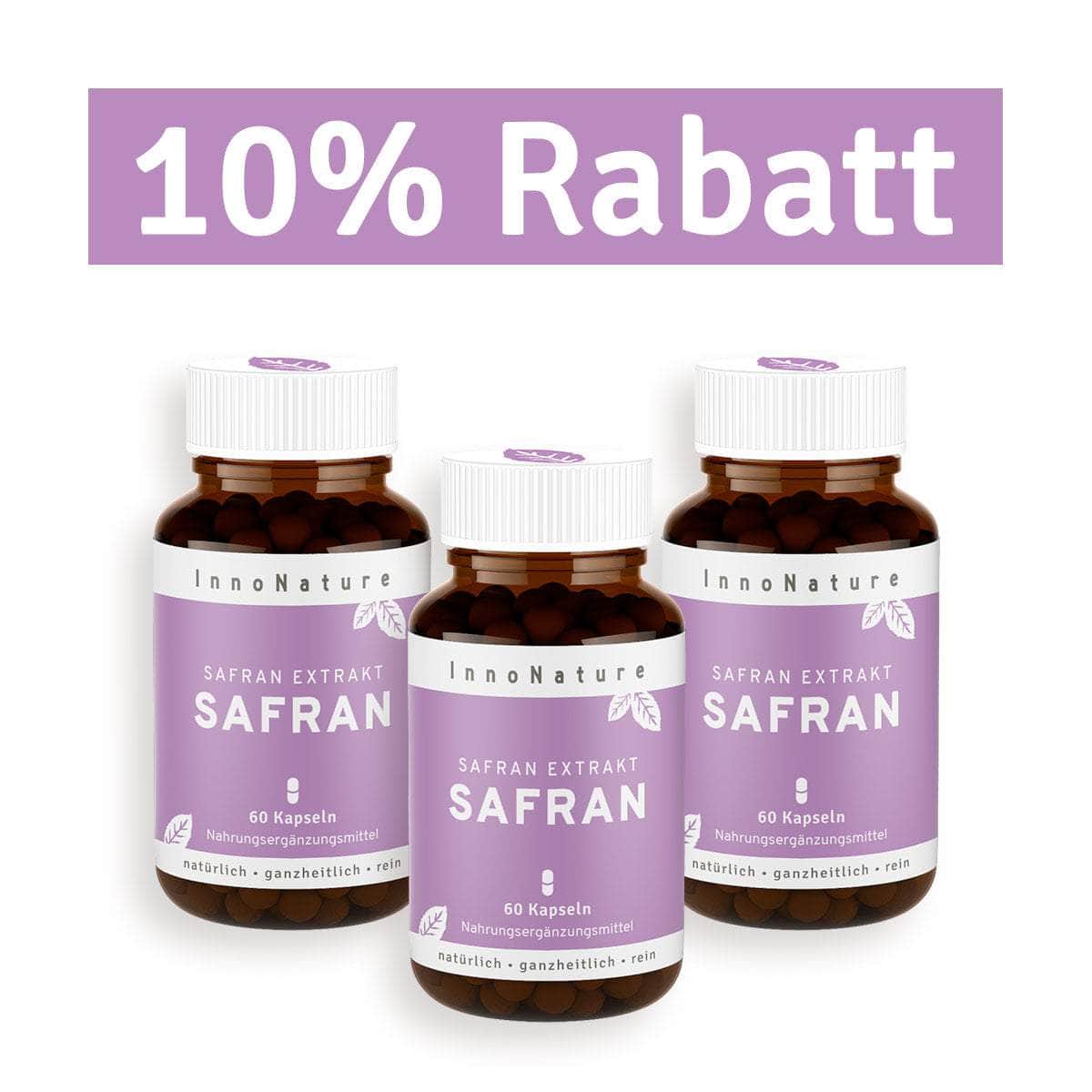 InnoNature Kapseln 3x 60 Kapseln (180 Kapseln) Safran Extrakt: Crocin und Safranal