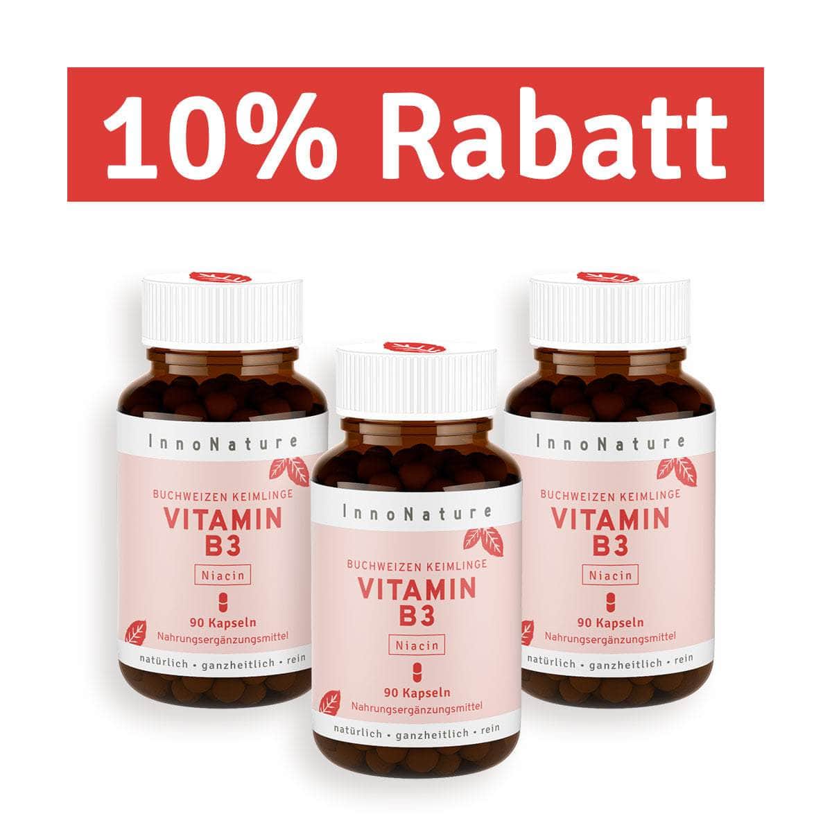 InnoNature Kapseln 3x 90 Kapseln Vitamin B3 Kapseln: Buchweizen Keimlinge