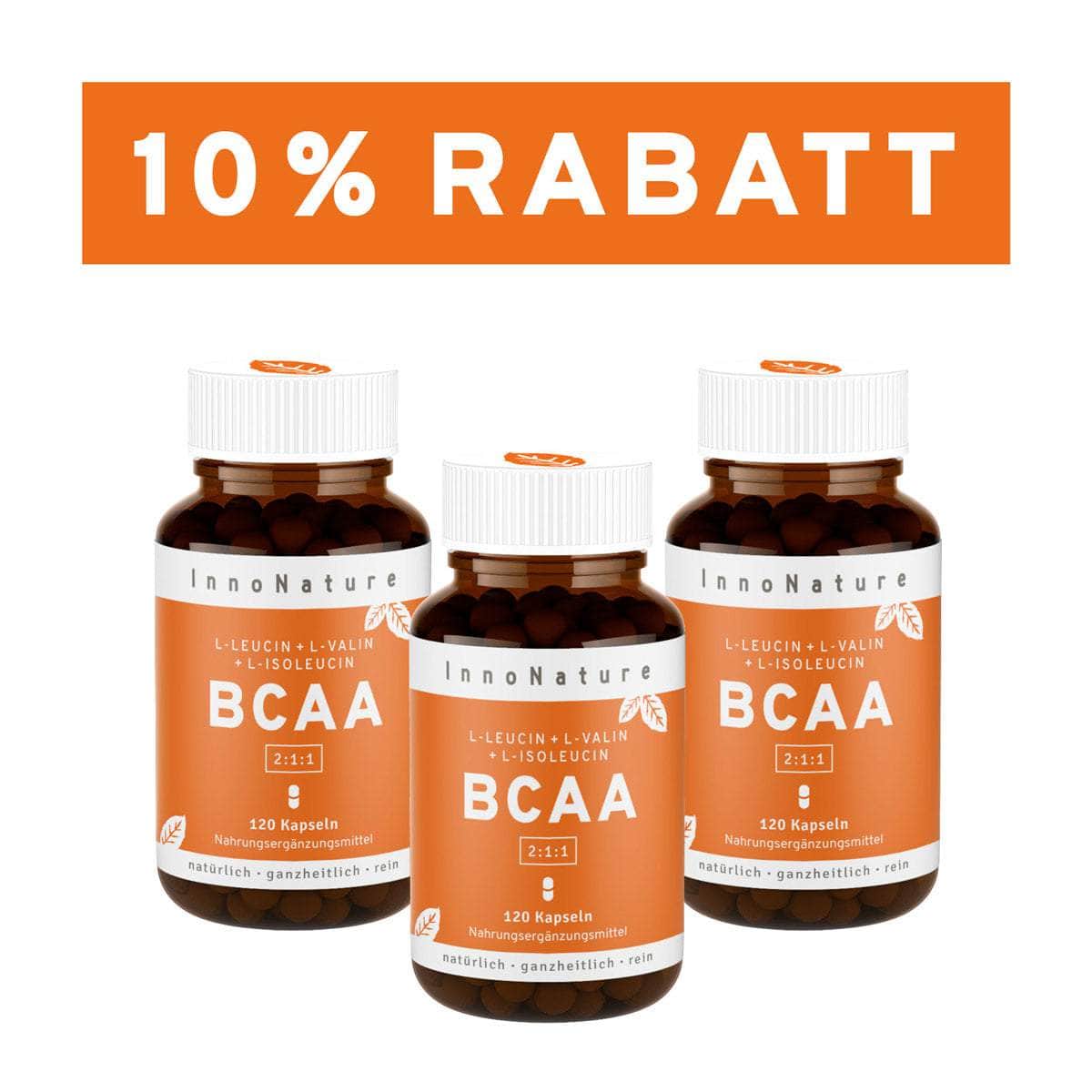 InnoNature Kapseln 3x Monatsvorrat (360 Kapseln) BCAA Kapseln