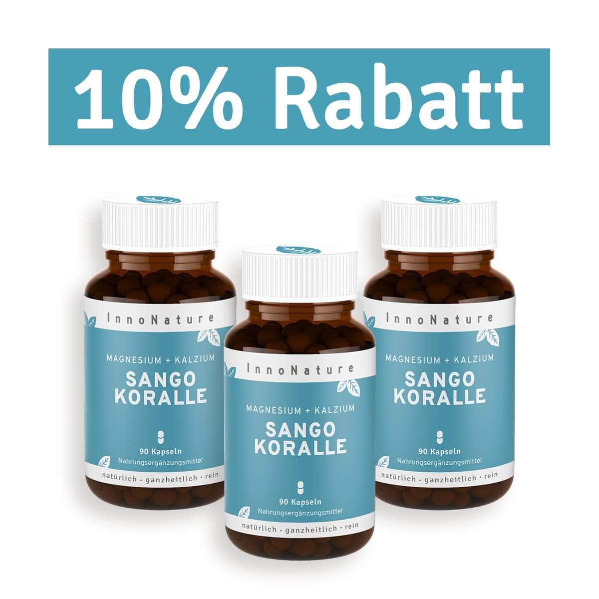 InnoNature Kapseln 3x Monatsvorrat (3x90 Kapseln) Magnesium + Kalzium: Sango Meereskoralle Kapseln