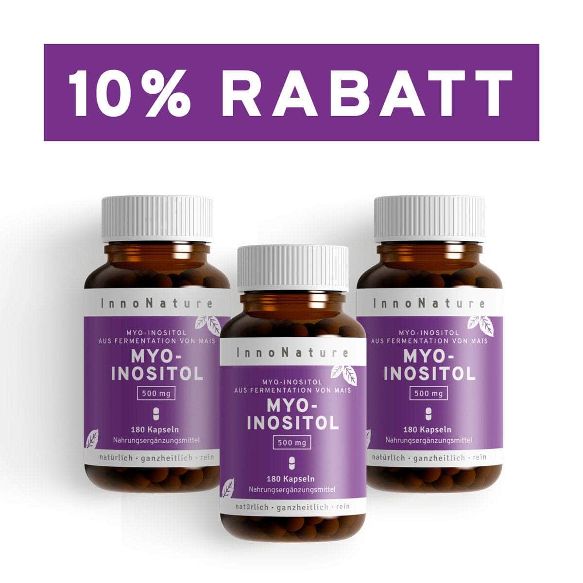 InnoNature Kapseln 3x Sechsmonatsvorrat (3x180 Kapseln) Myo Inositol Kapseln
