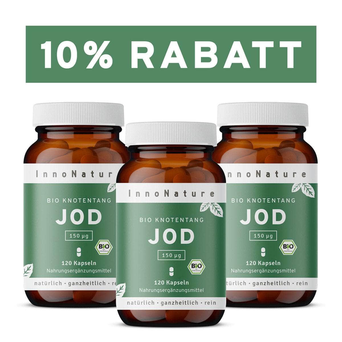 InnoNature Kapseln 3x Viermonatsvorrat (3x120 Kapseln) Bio Jod Kapseln: Knotentang