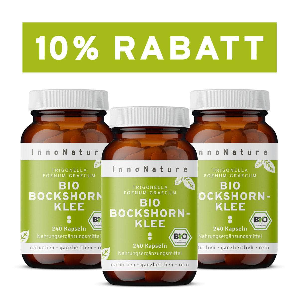 InnoNature Kapseln 3x Zweimonatsvorrat (3 x 240 Kapseln) Bio Bockshornklee Kapseln