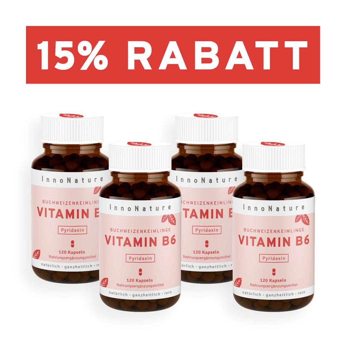 InnoNature Kapseln 4x 120 Kapseln Vitamin B6 Kapseln: Buchweizen Keimlinge