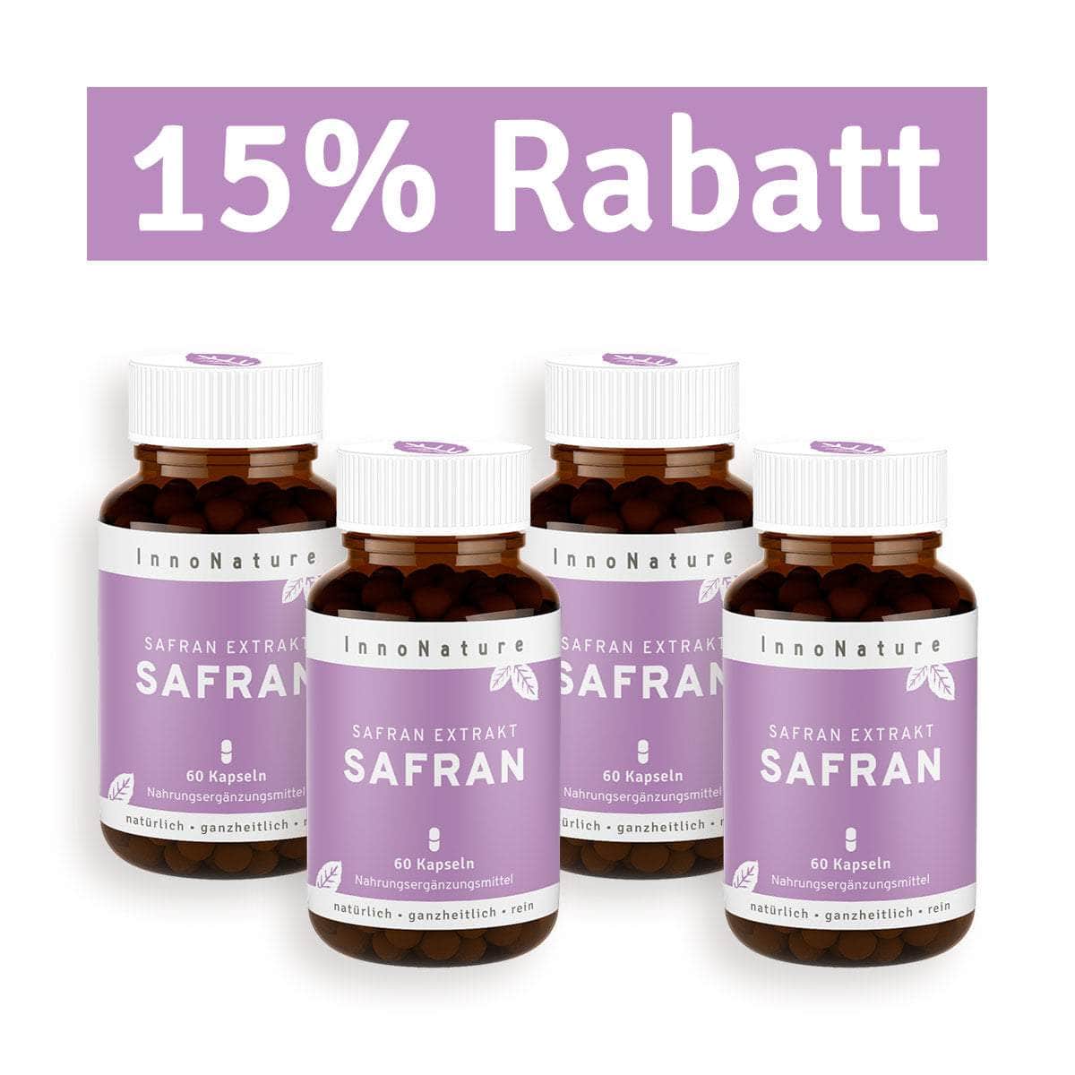 InnoNature Kapseln 4x 60 Kapseln (240 Kapseln) Safran Extrakt: Crocin und Safranal