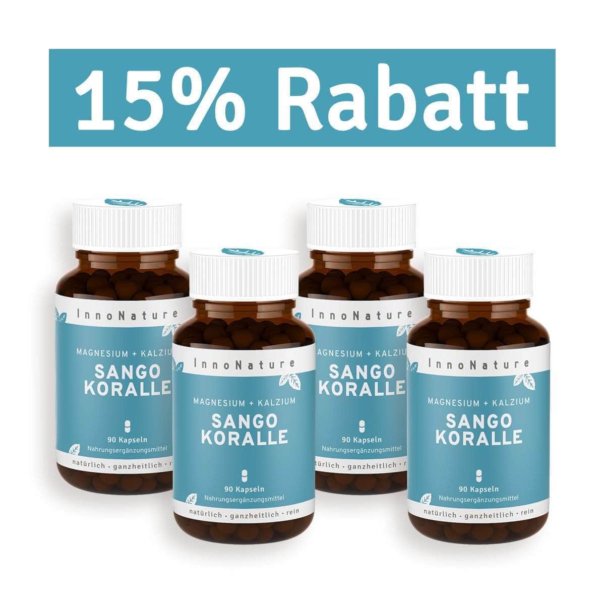 InnoNature Kapseln 4x Monatsvorrat (4x90 Kapseln) Magnesium + Kalzium: Sango Meereskoralle Kapseln