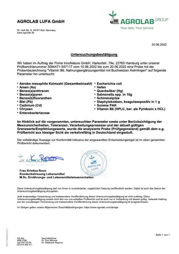 InnoNature Kapseln Buchweizen Keimlinge: Vitamin B6 Kapseln