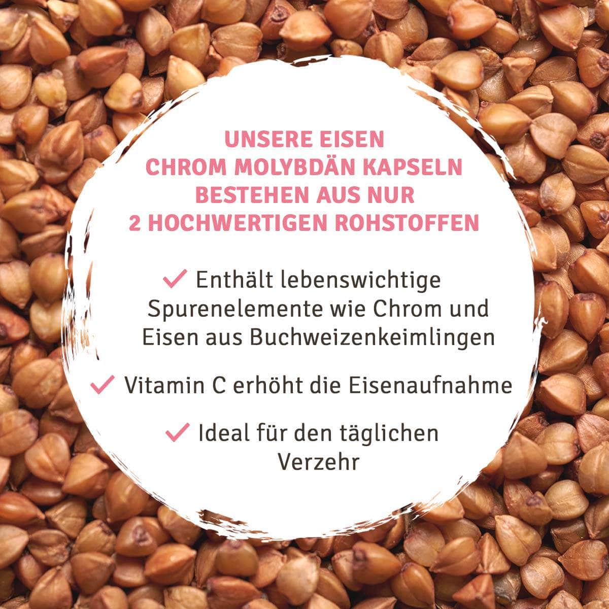 InnoNature Kapseln Eisen Chrom Molybdän Kapseln: Buchweizenkeimlinge + Hagebutte