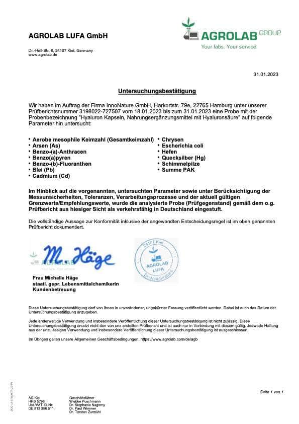 InnoNature Kapseln Hyaluron Kapseln: Hyaluronsäure aus fermentiertem Mais