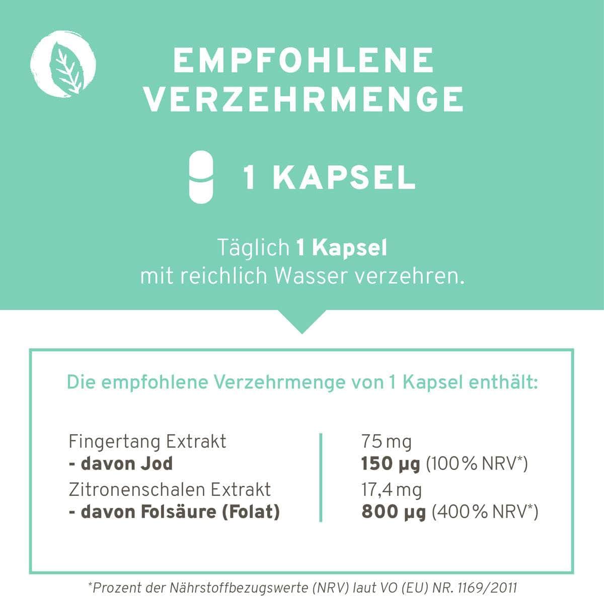 InnoNature Kapseln Kelp + Spinat: Natürliche Jod + Folsäure Kapseln