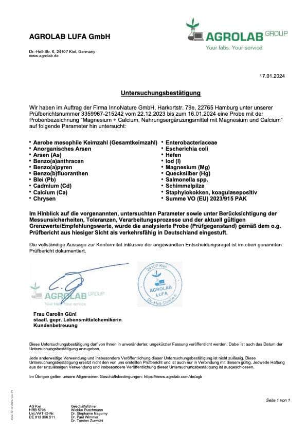 InnoNature Kapseln Magnesium + Calcium Kapseln