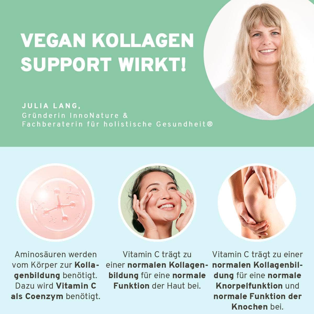InnoNature Kapseln Vegan Kollagen Support Kapseln: Hagebutte + Aminosäuren aus fermentiertem Mais