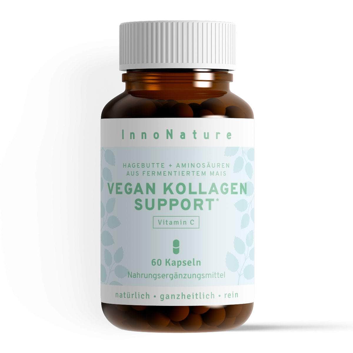InnoNature Kapseln Vegan Kollagen Support Kapseln: Hagebutte + Aminosäuren aus fermentiertem Mais