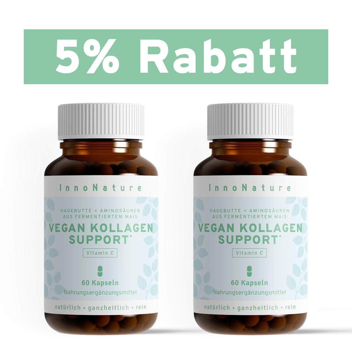 InnoNature Kapseln Vegan Kollagen Support Kapseln: Hagebutte + Aminosäuren aus fermentiertem Mais
