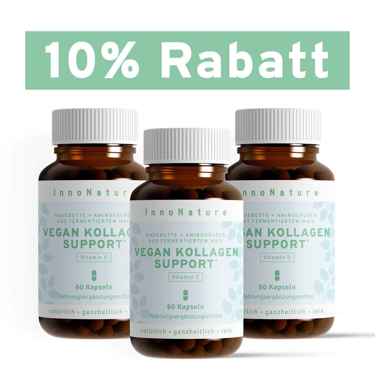 InnoNature Kapseln Vegan Kollagen Support Kapseln: Hagebutte + Aminosäuren aus fermentiertem Mais