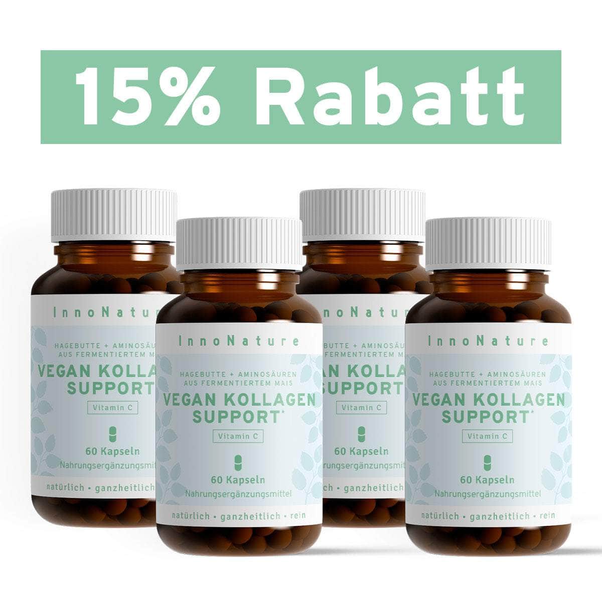 InnoNature Kapseln Vegan Kollagen Support Kapseln: Hagebutte + Aminosäuren aus fermentiertem Mais