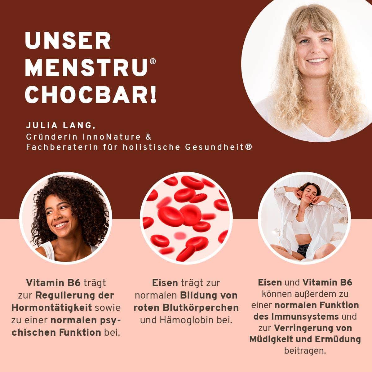 InnoNature Pakete 1x Menstru® Chocbar Vorteilspaket; 1x Frauentee; 1x Magnesium; 1x Mönchspfeffer Menstru®-Paket