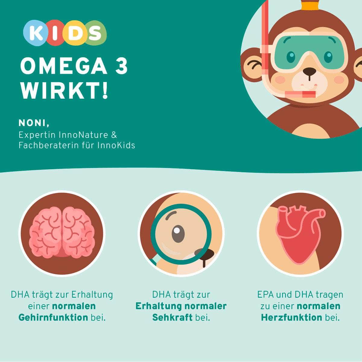 InnoNature Pakete 1x Vorrat (1x Omega 3 Kids, 1x Eisen Kids, 1x Immun Kids, 1x Vitamin B12 Kids) Lernstark-Kids-Paket