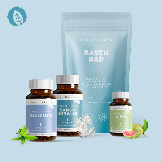 InnoNature Pakete 1x Vorrat (1x Silizium, 1x Zink, 1x Sango Koralle, 1x Basenbad) Basen-Paket