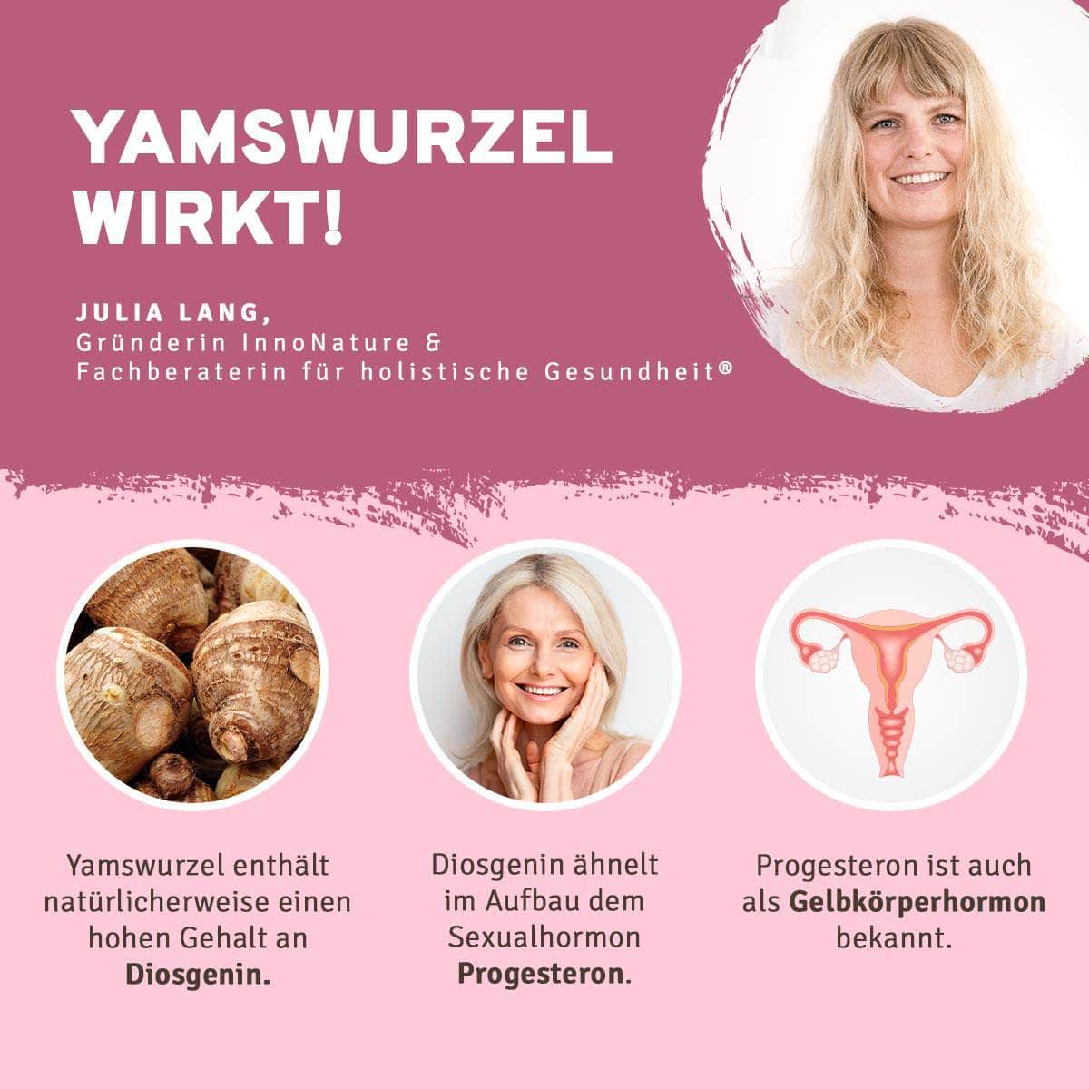 InnoNature Pakete 1x Vorrat (1x Yamswurzel, 1x Vitamin D3, 1x Vitamin K2, 1x Sango Koralle, 1x Omega 3) Menopause-Paket