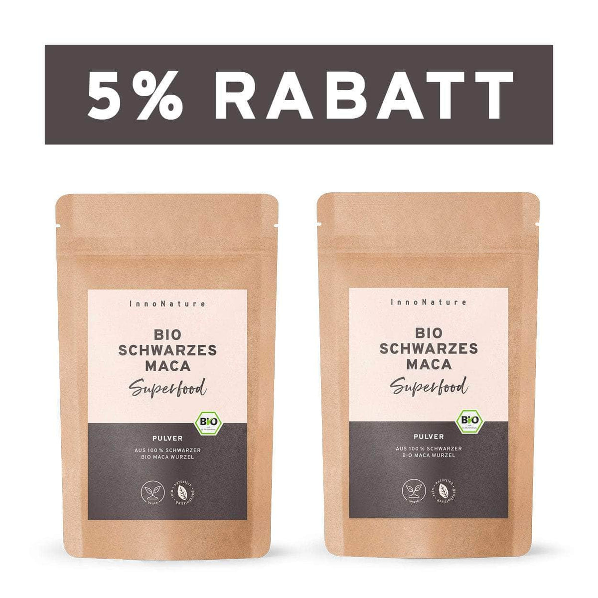InnoNature Pulver 2x 200g Pulver Bio Schwarzes Maca Pulver