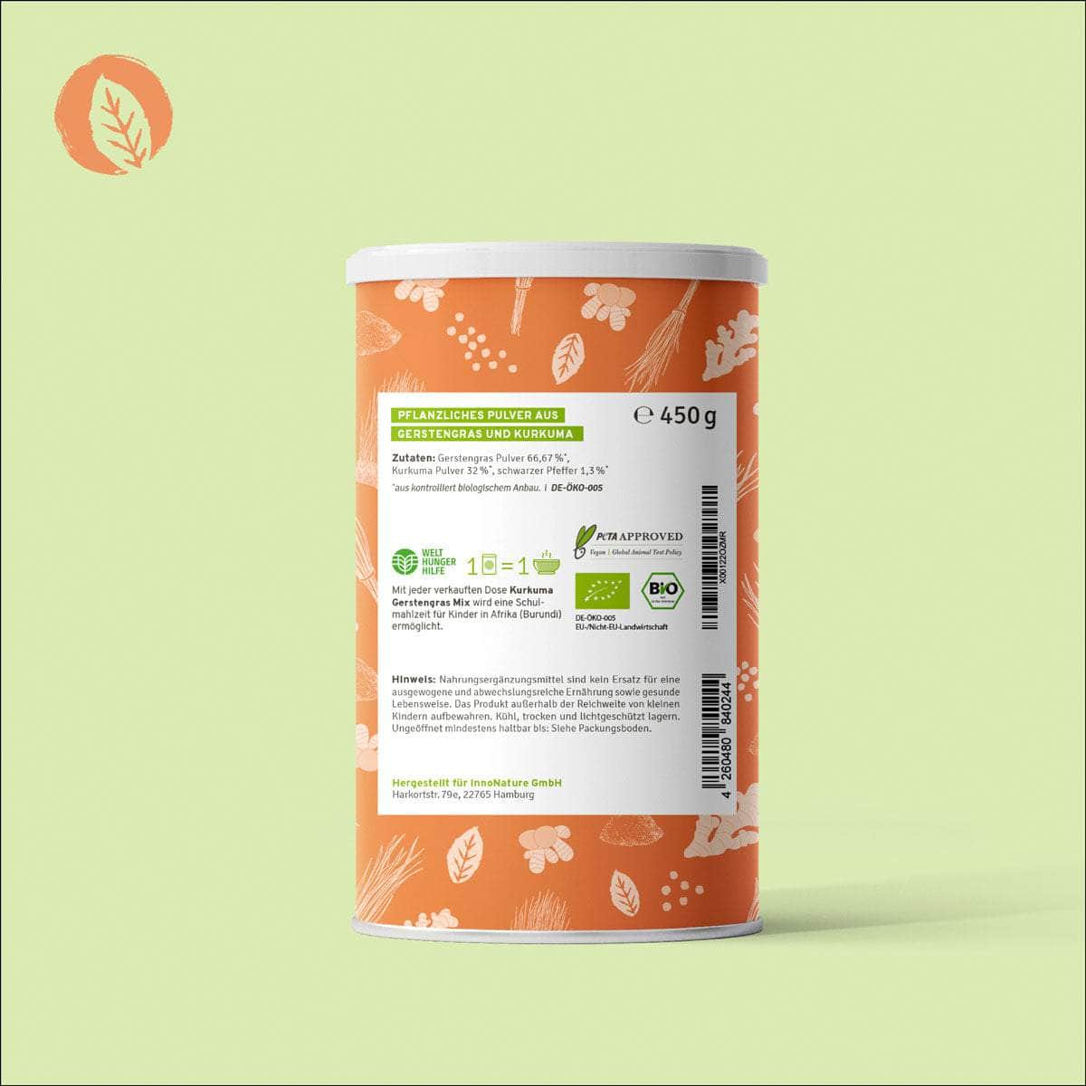 InnoNature Pulver Bio Kurkuma Gerstengras Mix Superfood