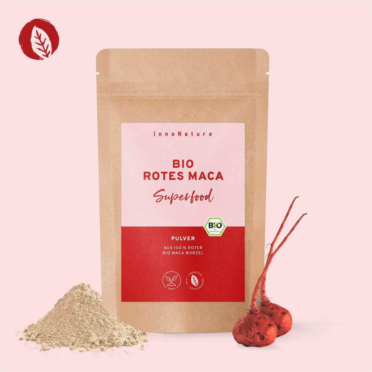 InnoNature Pulver Bio Rotes Maca Pulver