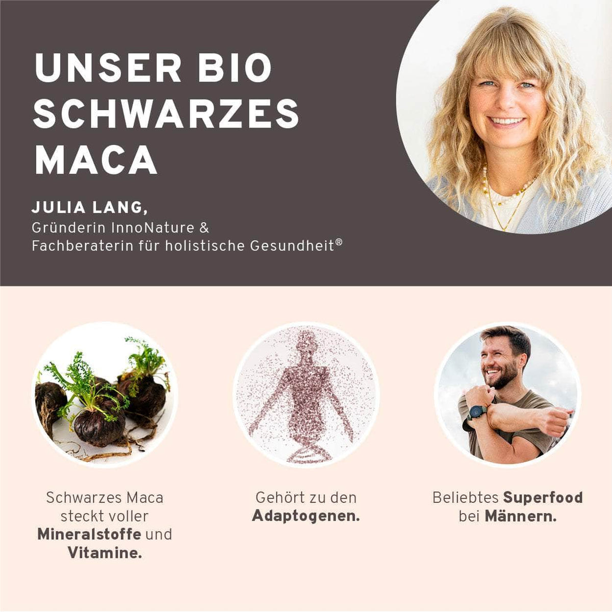 InnoNature Pulver Bio Schwarzes Maca Pulver