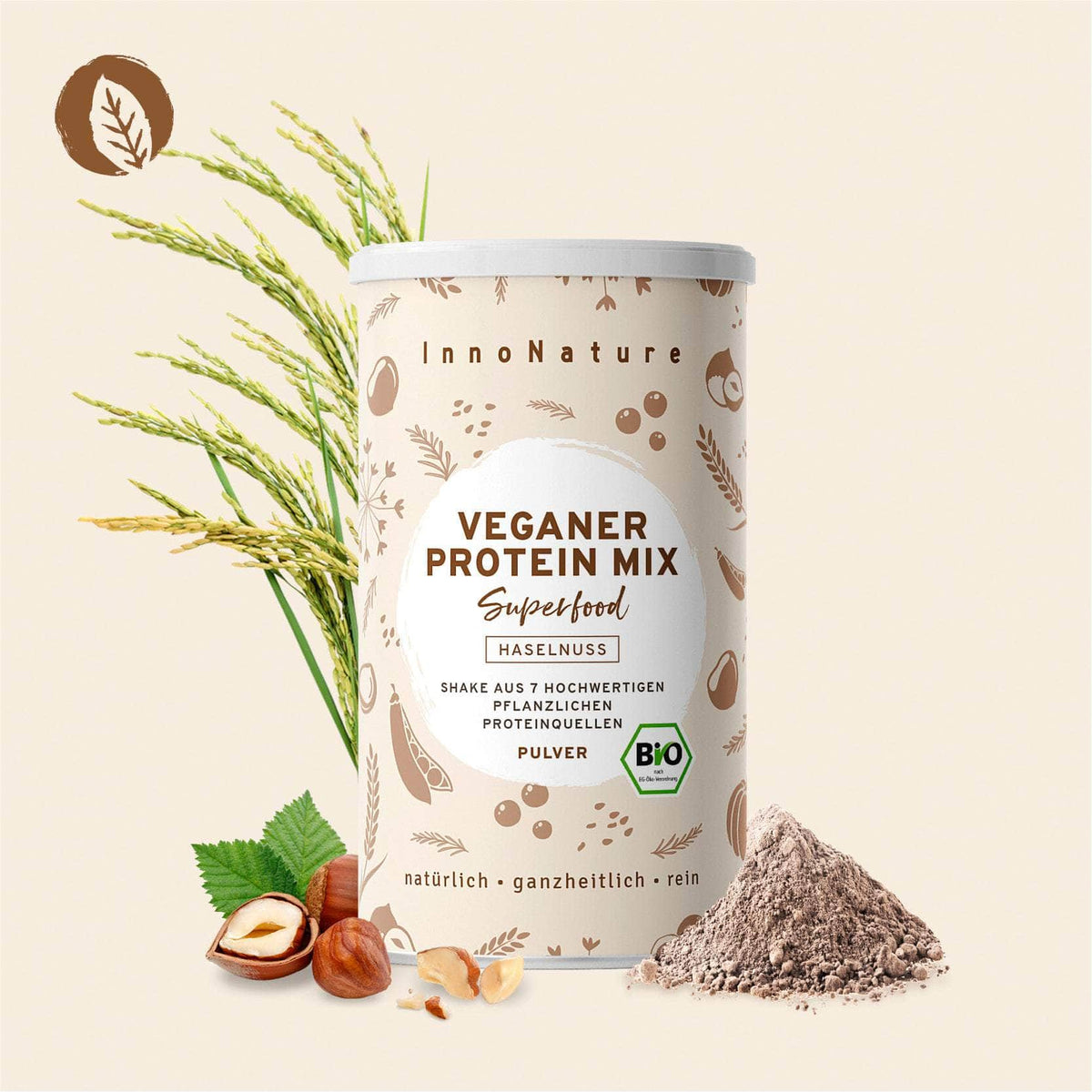 InnoNature Pulver Bio Veganer Protein Mix Haselnuss