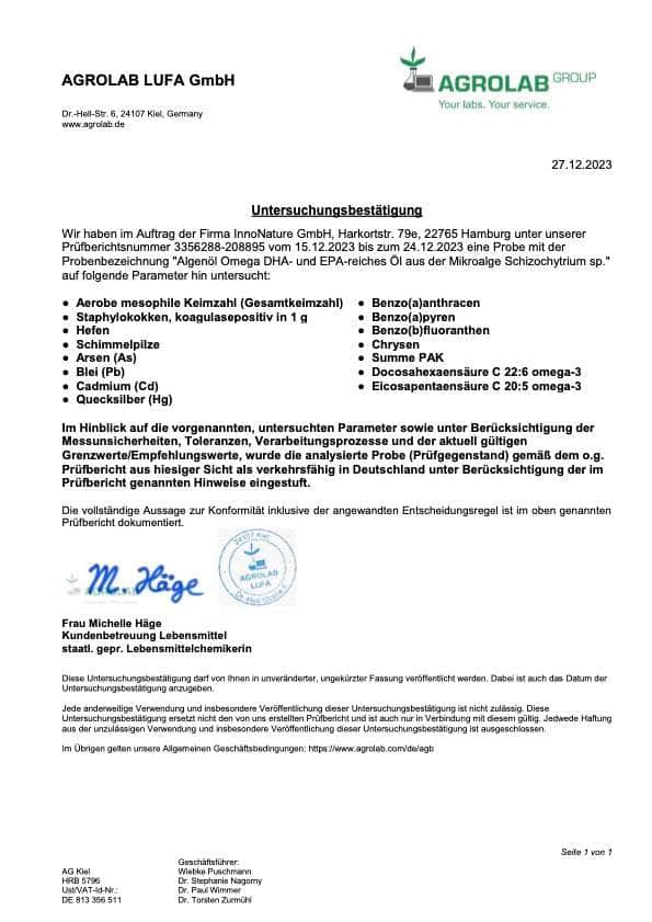 InnoNature Tropfen Omega 3 Algenöl