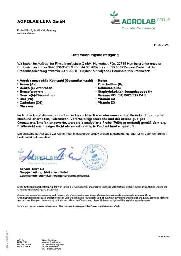 InnoNature Tropfen Sonnenvitamin: Vitamin D3 Tropfen