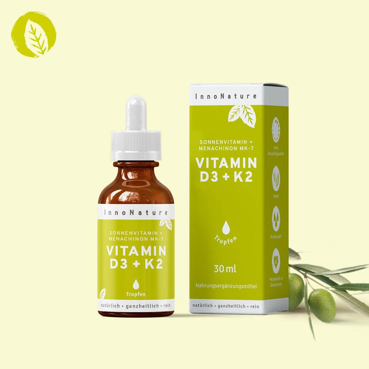 InnoNature Tropfen Vitamin D3 + K2 Tropfen