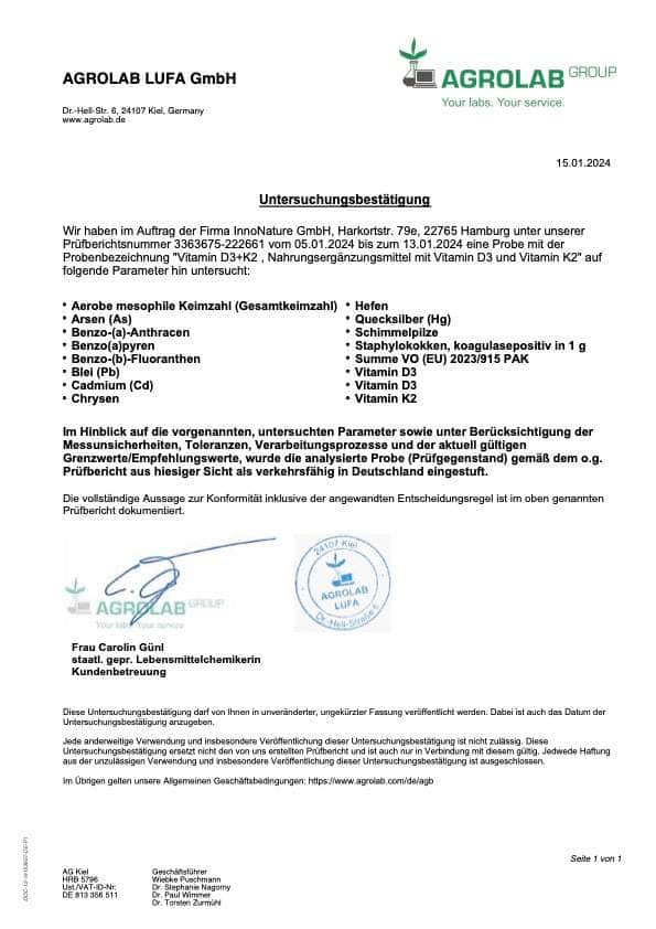 InnoNature Tropfen Vitamin D3 + K2 Tropfen